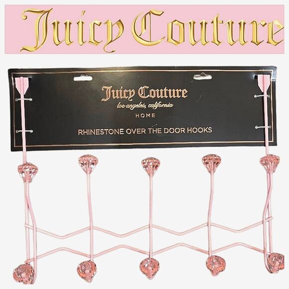 Juicy Couture Pink Rhinestone Over the Door Hooks - Picture 1 of 5